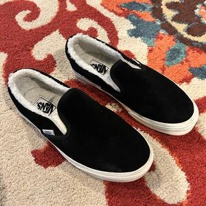 Women’s Vans Black Fleece-Lined Slip-On Sneakers